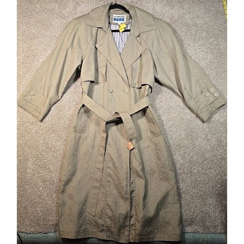 Climate Zone Vintage Double Breasted Trench Coat Lightweight Belted Women's 10
